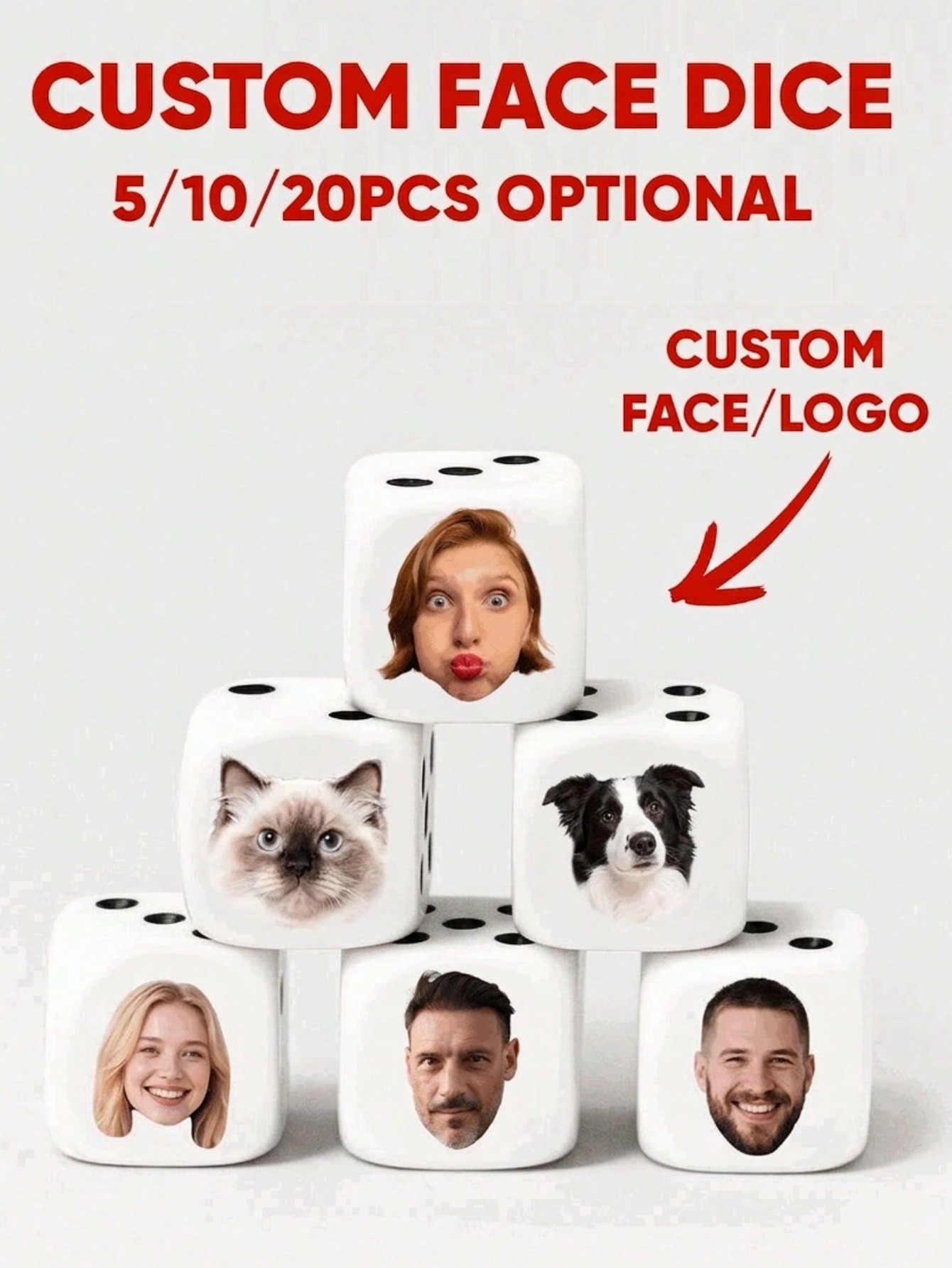 Party Games For Christmas - Custom Face Dice Personalized Face Dice