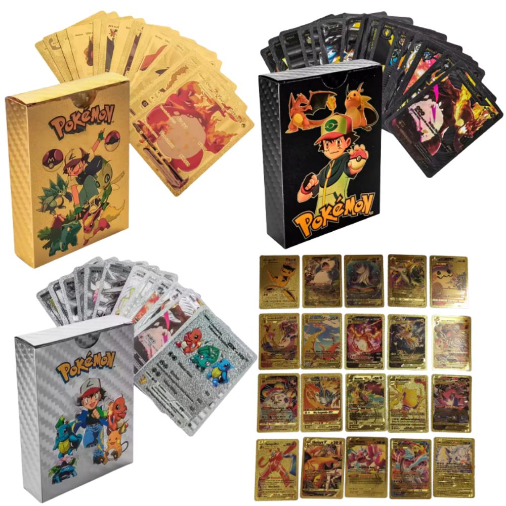 Party Games Board Game - 55PCS pokémon cards Vmax GX Gold