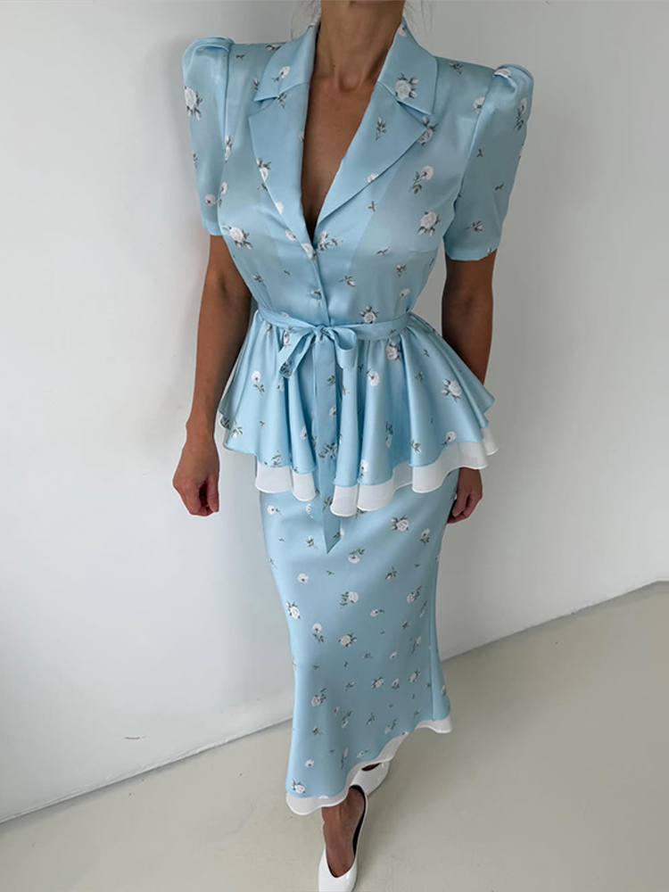 Floral Blazer Coat Skirt Sets  - Party Games Switch recension och pris