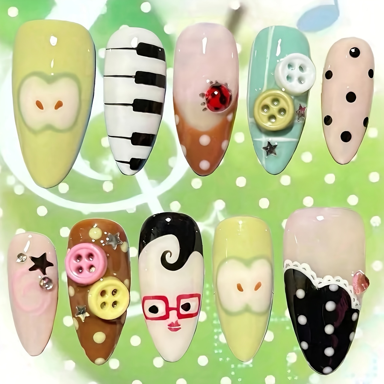 10pcs Medium Almond Long Nails - Party Games Switch recension och pris