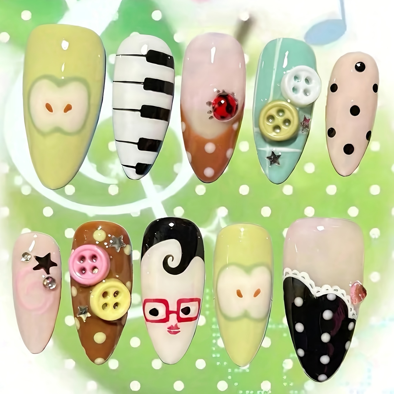 10pcs Medium Almond Long Nails - Party Games Switch recension och pris
