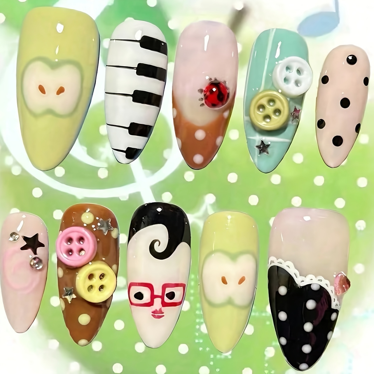 10pcs Medium Almond Long Nails - Party Games Switch recension och pris